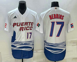 Men%27s Puerto Rico Baseball #17 Jose Berrios Number 2023 White World Baseball Classic Stitched Jerseys
